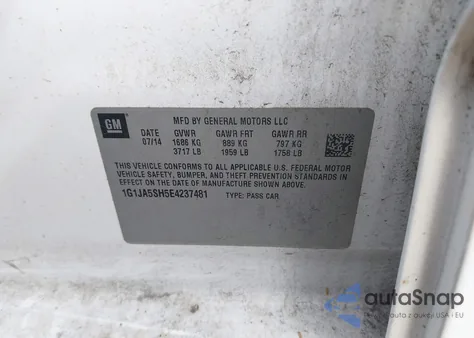 2014 Chevrolet Sonic Ls Auto from USA, damaged, VIN 1G1JA5SH5E4237481